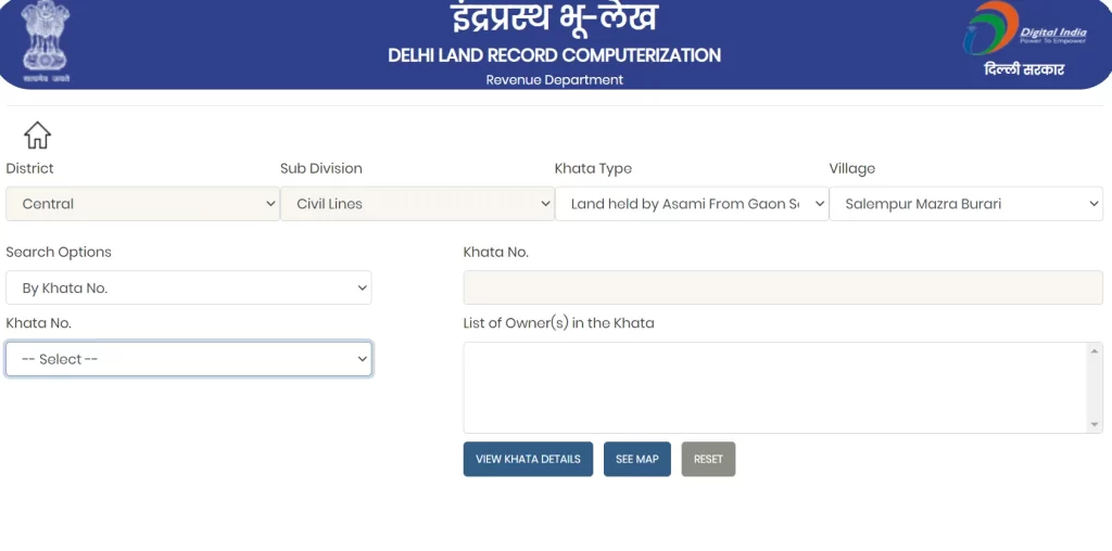 Delhi Land Record By Name