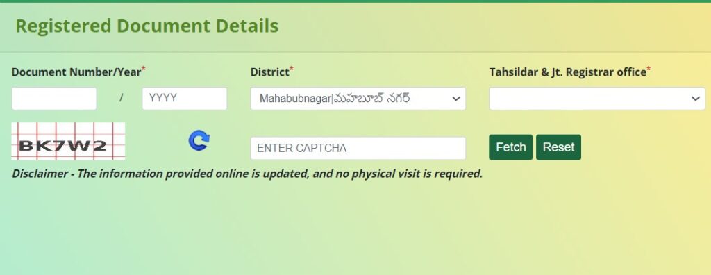 Telangana Land Records Online