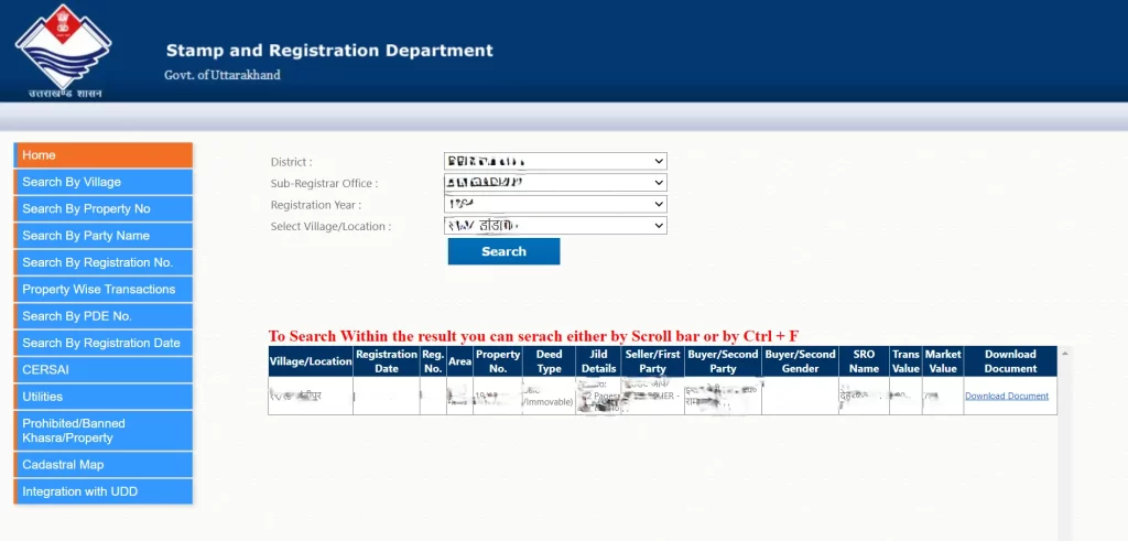 Registry Online Check Uttarakhand