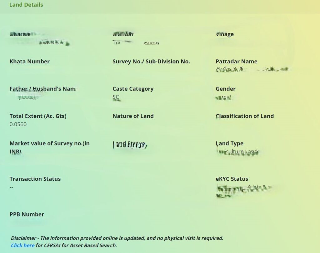 Dharani Land Details With Survey Number